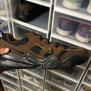 Nike Brown and Black Sneakers with Yellow Accents